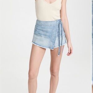 Free People Denim Wrap Mini Skirt